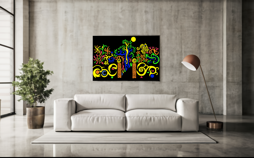 El jardin/ The Garden/ Der Garten  81x54 Acrylico fluorescente en lienzo