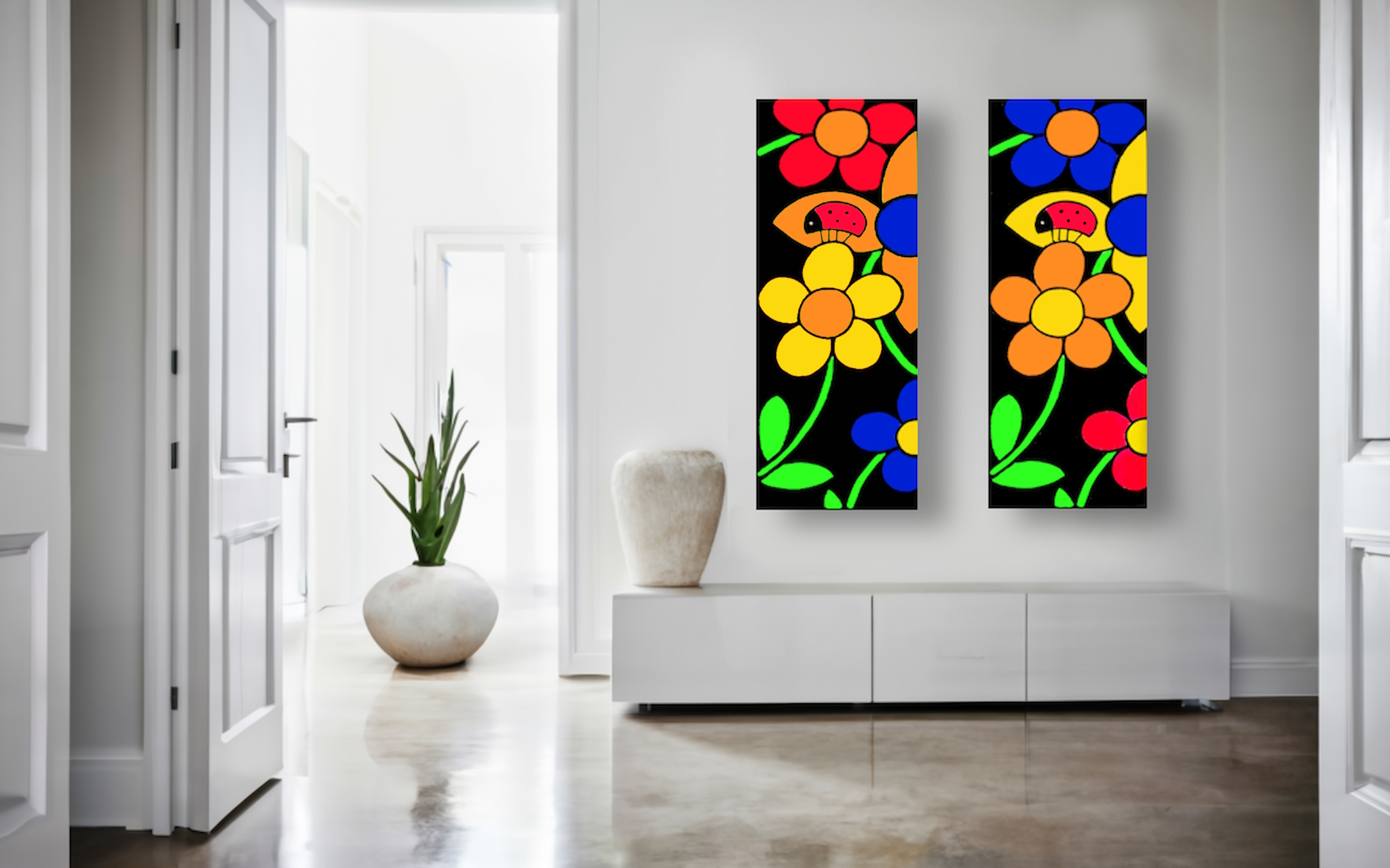 Mariquita con flores/ Ladybug with flowers/ Marienkäfer mit Blumen