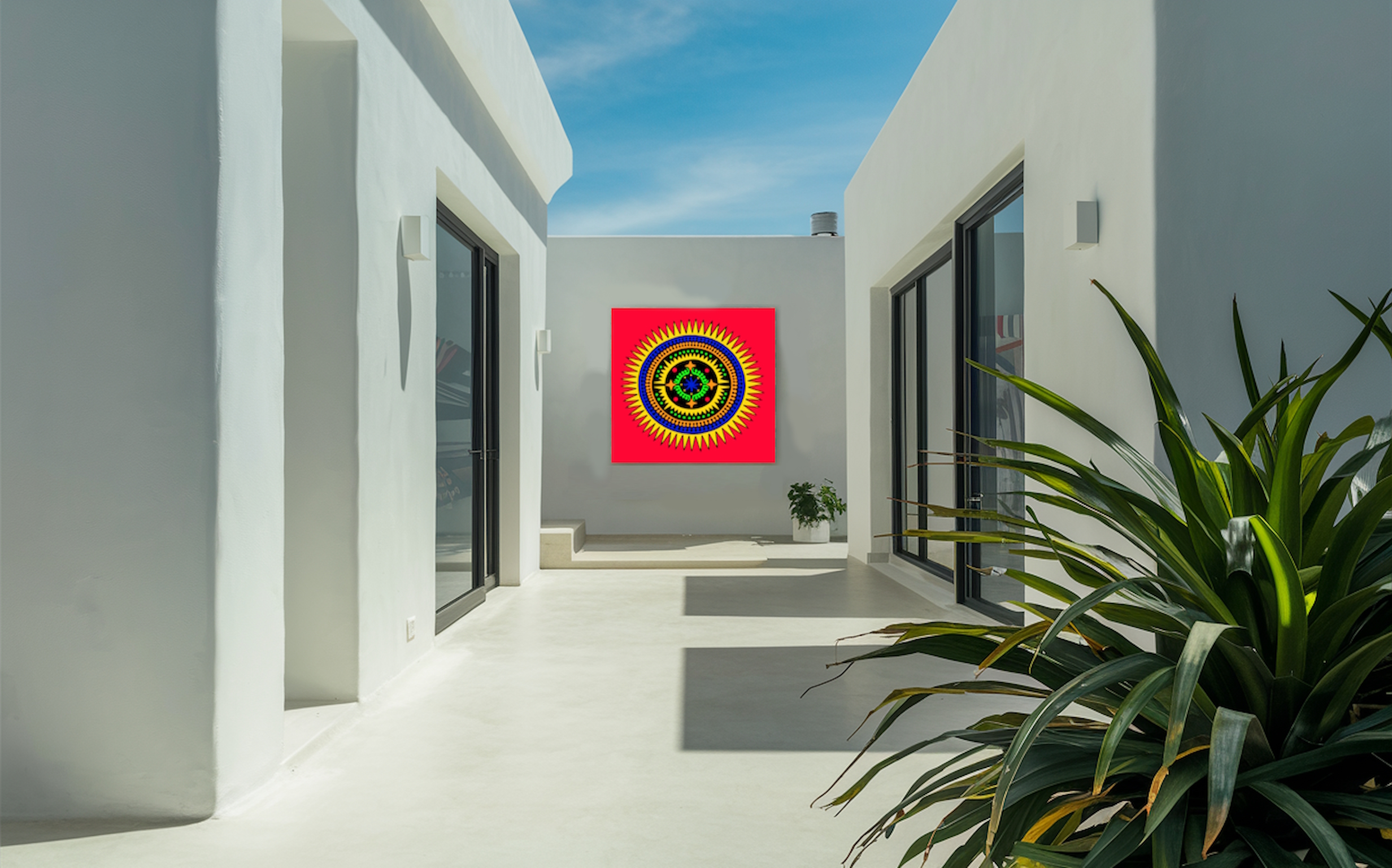 El sol/ The Sun/ Die Sonne, 100 x 100,  Acrylico fluorescente en lienzo